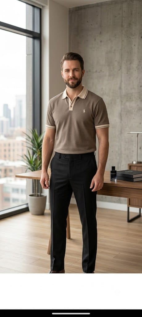Men’s Premium Polo T-Shirt & Black Formal Trouser Combo | Stylish Casual & Party Wear Set
