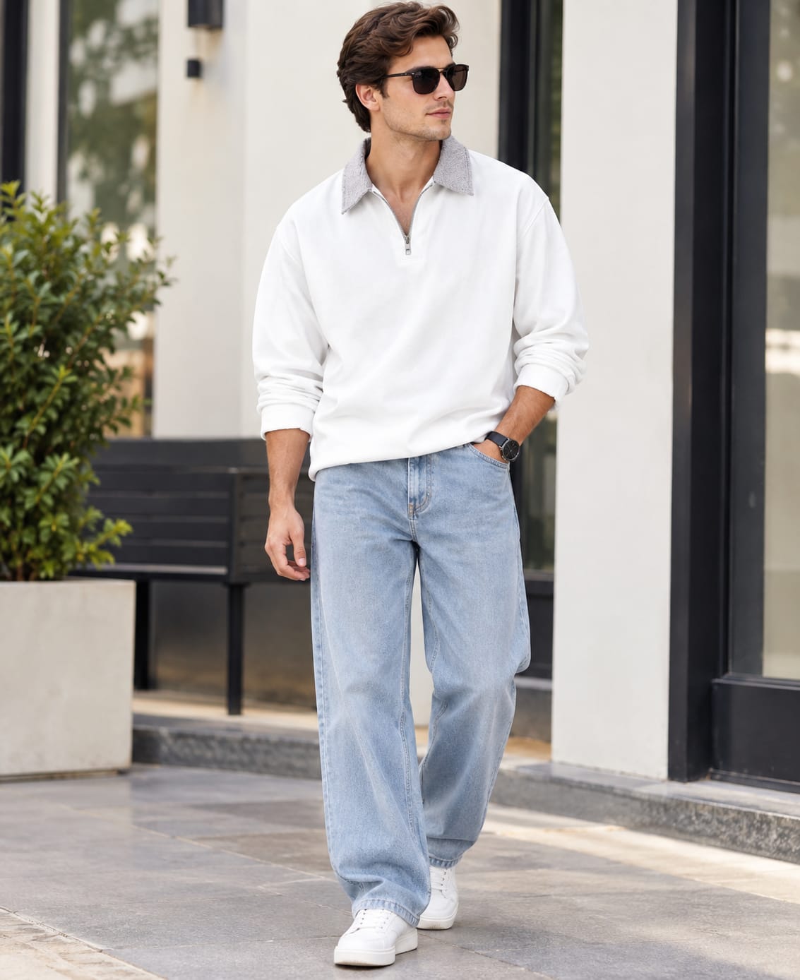 Men’s Premium Full Sleeve Casual Sweatshirt | Stylish Half-Zip Pullover | Comfortable Everyday Wear