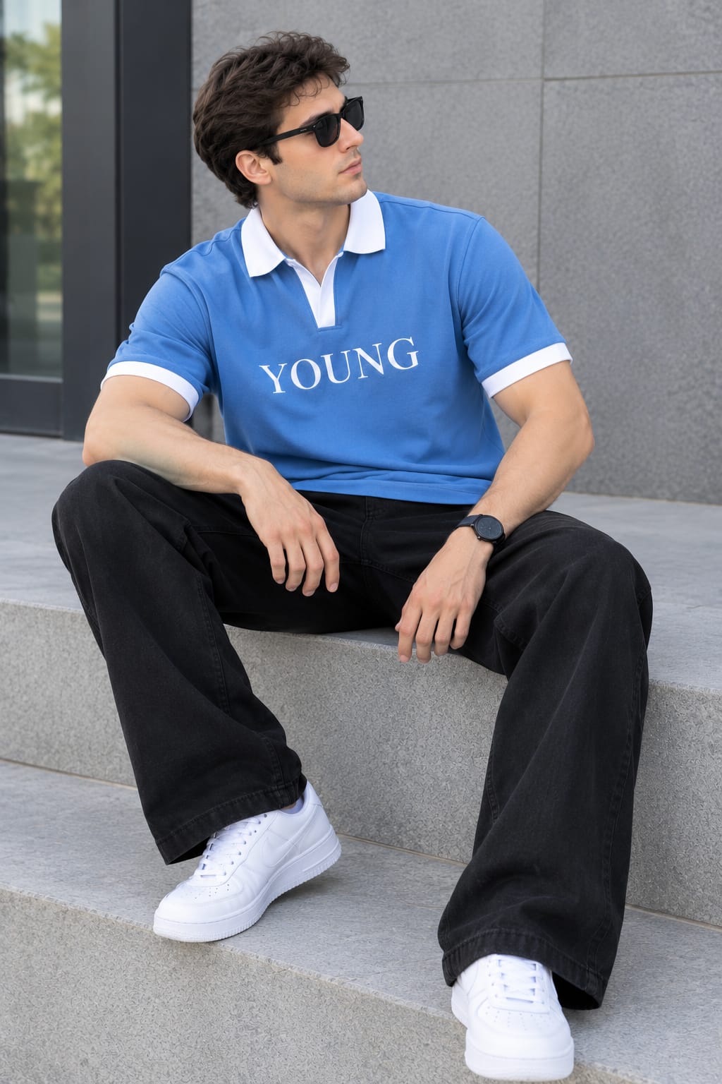 Men’s Polo T-Shirt Combo | Royal Blue & Beige Colour | Stylish Printed T-Shirt Set | Half Sleeve Casual Wear