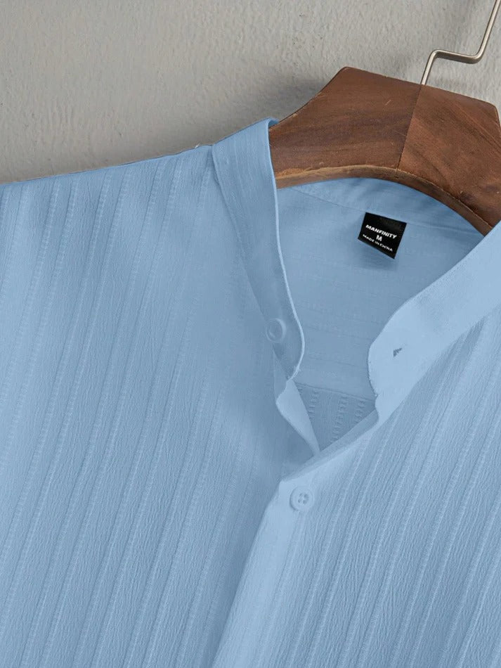Men’s Casual Shirt & Pant Combo | Light Blue Shirt & White Pant | Stylish Summer Wear Set | Full Outfit Combo